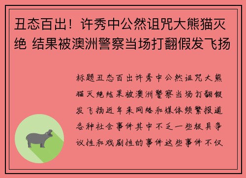 丑态百出！许秀中公然诅咒大熊猫灭绝 结果被澳洲警察当场打翻假发飞扬