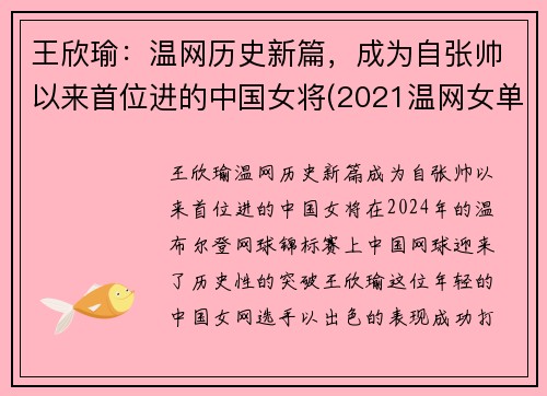 王欣瑜：温网历史新篇，成为自张帅以来首位进的中国女将(2021温网女单)